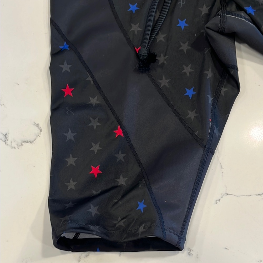 CW-X Men's Black Compression Shorts with Red & Blue Star Accents - Picture 3 of 10